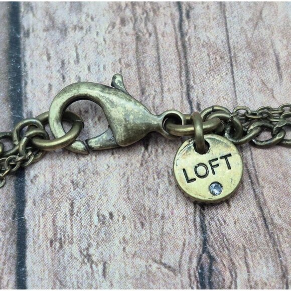 LOFT Black & Gray Double Chain Gun Metal, Enamel & Crystal Station Necklace 32" - Picture 11 of 11